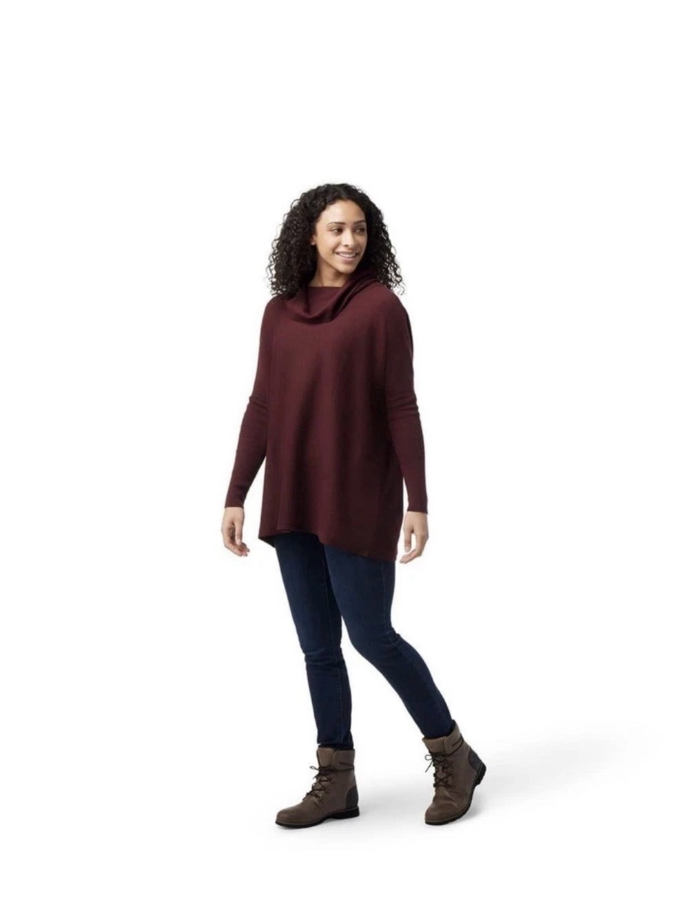 Smartwool Edgewood Poncho Sweater / oversized sweater - Black Cherry Heather